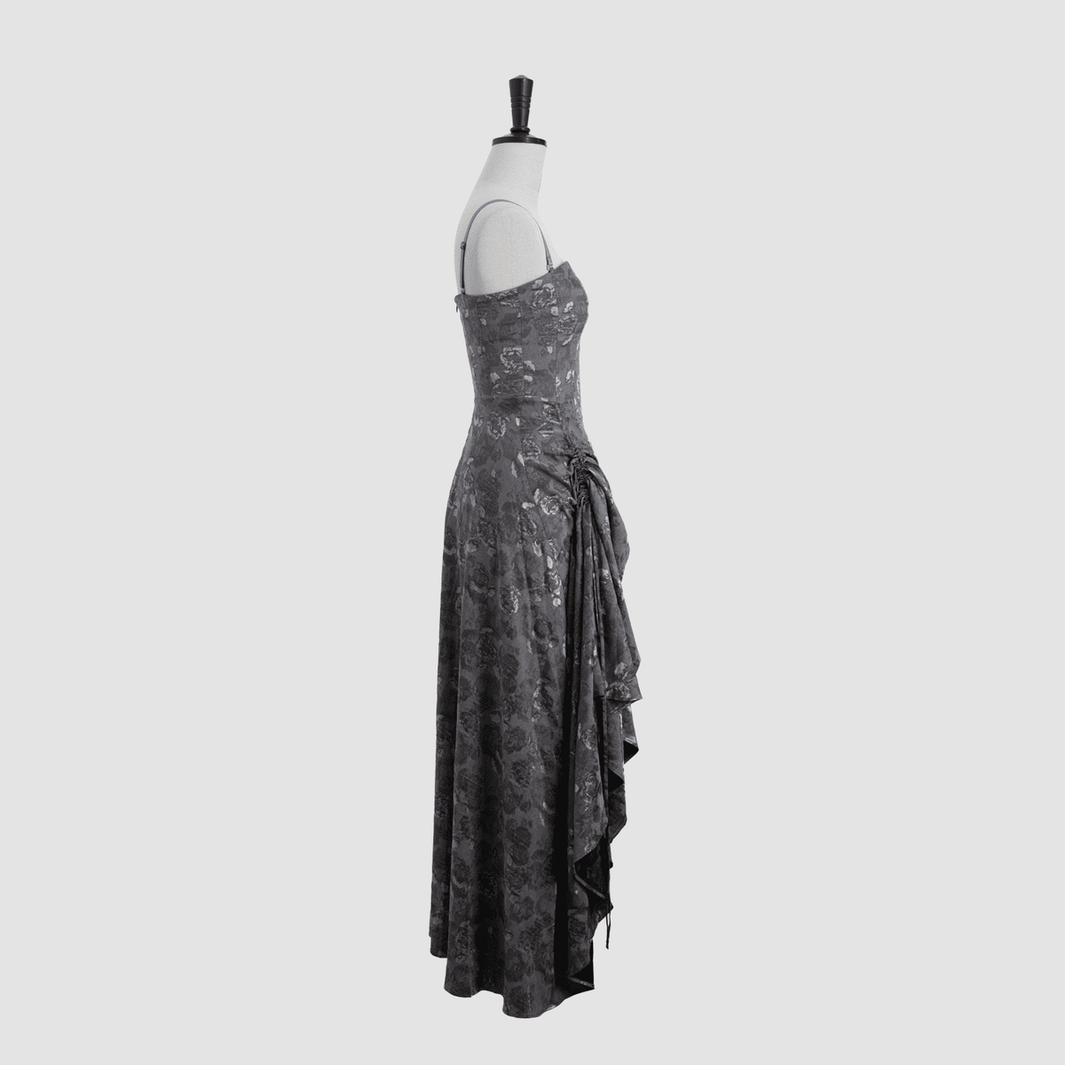 Self-Adjustable Double-Side Gathered Tea-Length Dress