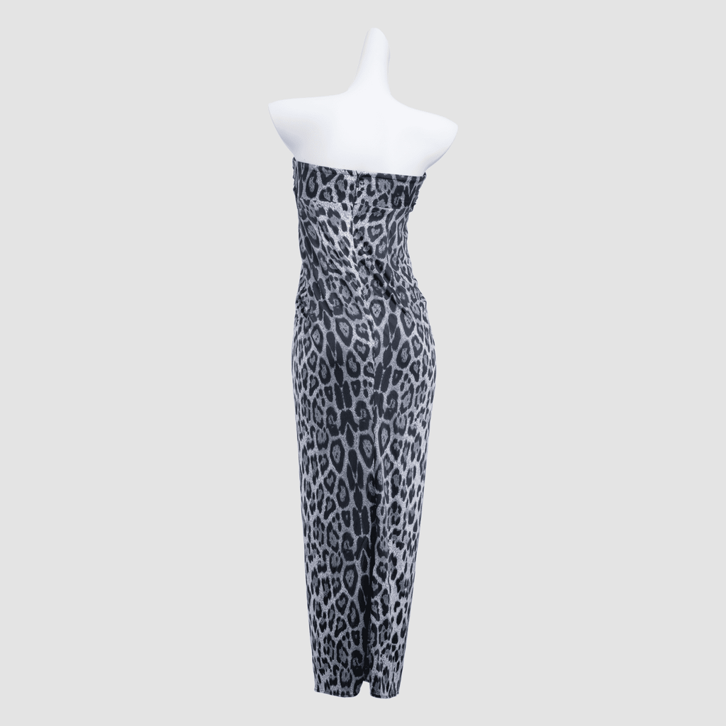 Tied-Shoulder Puff Sleeve Tea-Length Dress