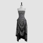 Self-Adjustable Double-Side Gathered Tea-Length Dress