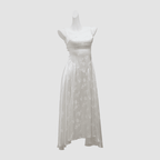 Back Tied Double-Layered Asymmetric Flared Tea-Length Dress