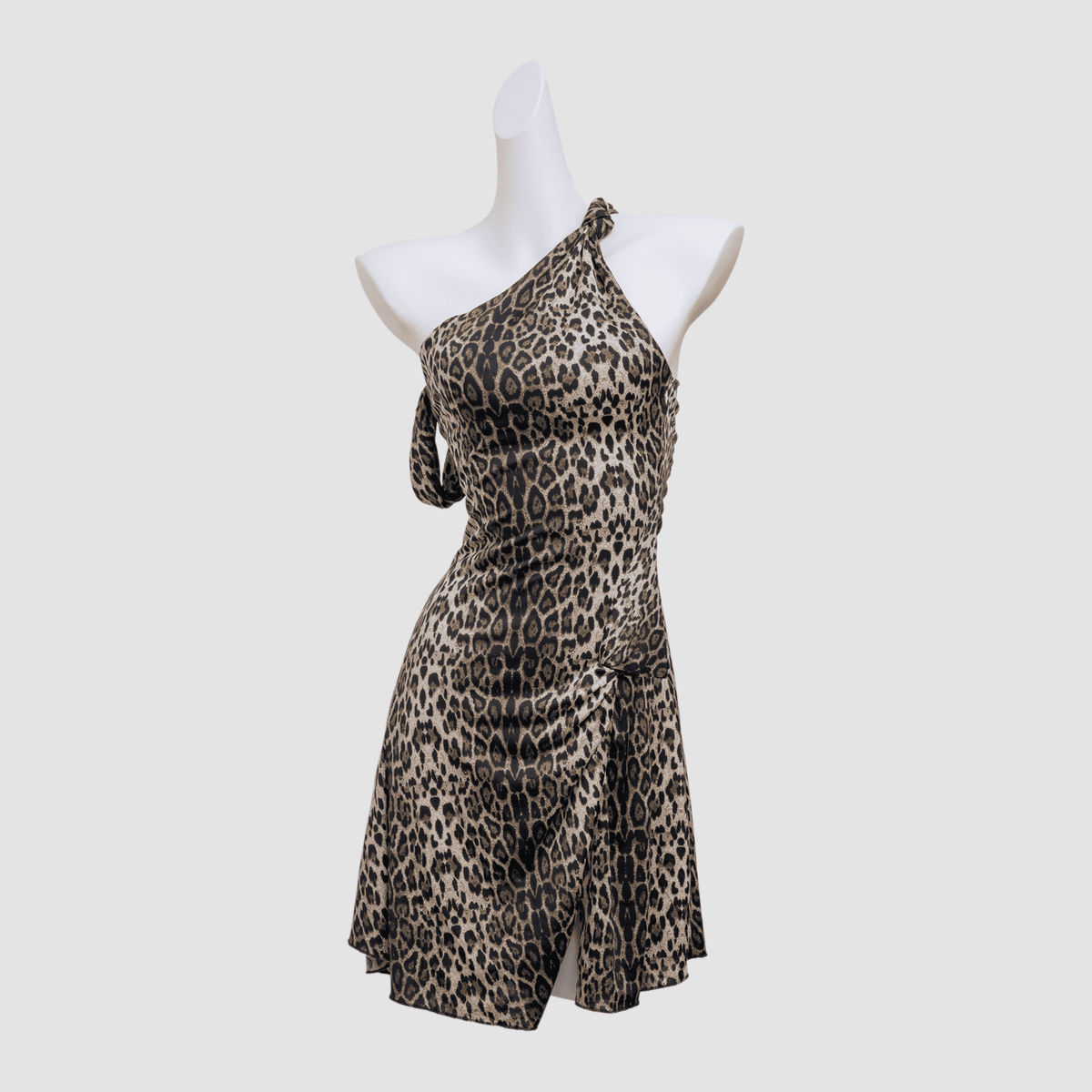 One-Shoulder Knot Draped Above-Knee Skirt