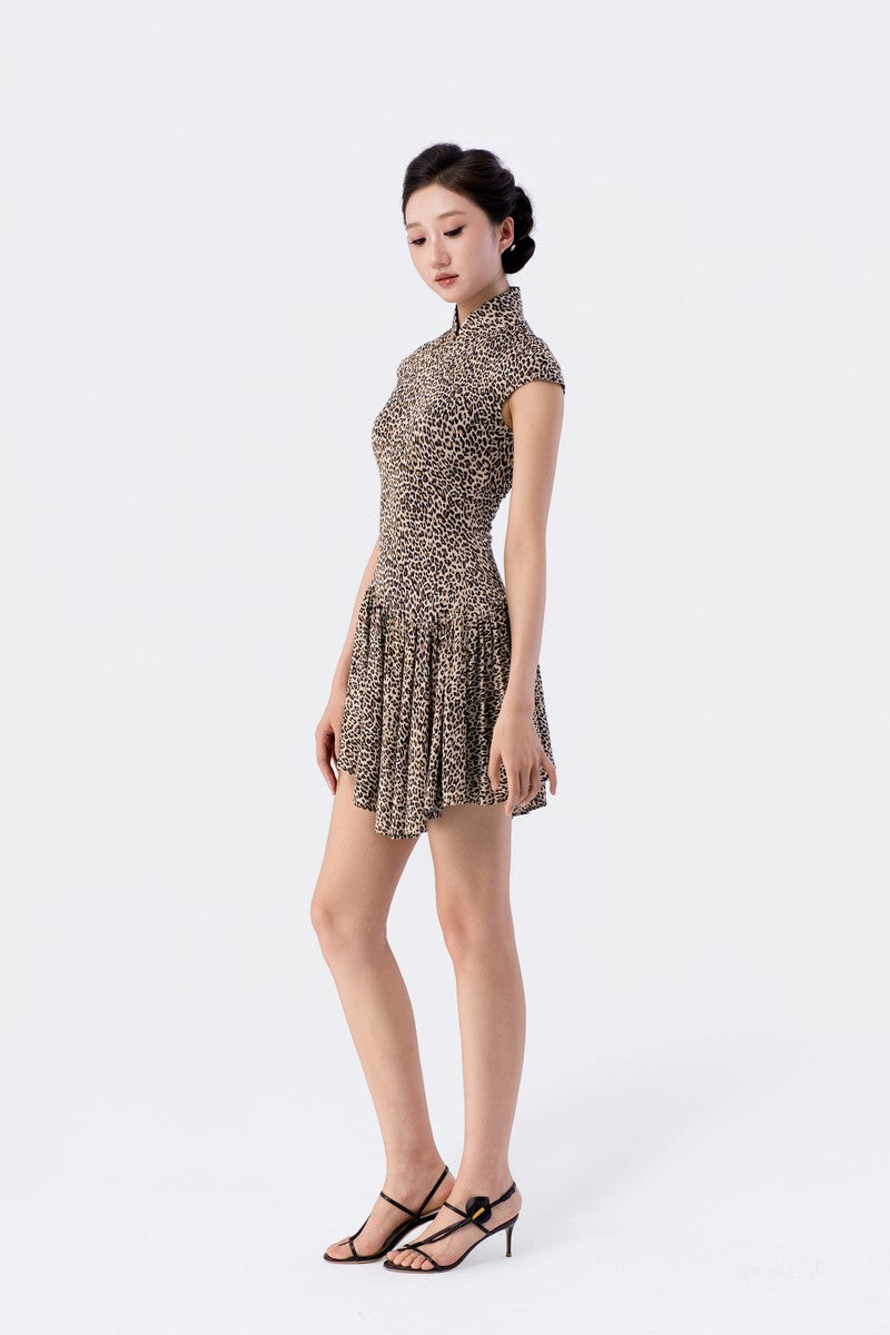 Backless Cropped Chiffon Qipao