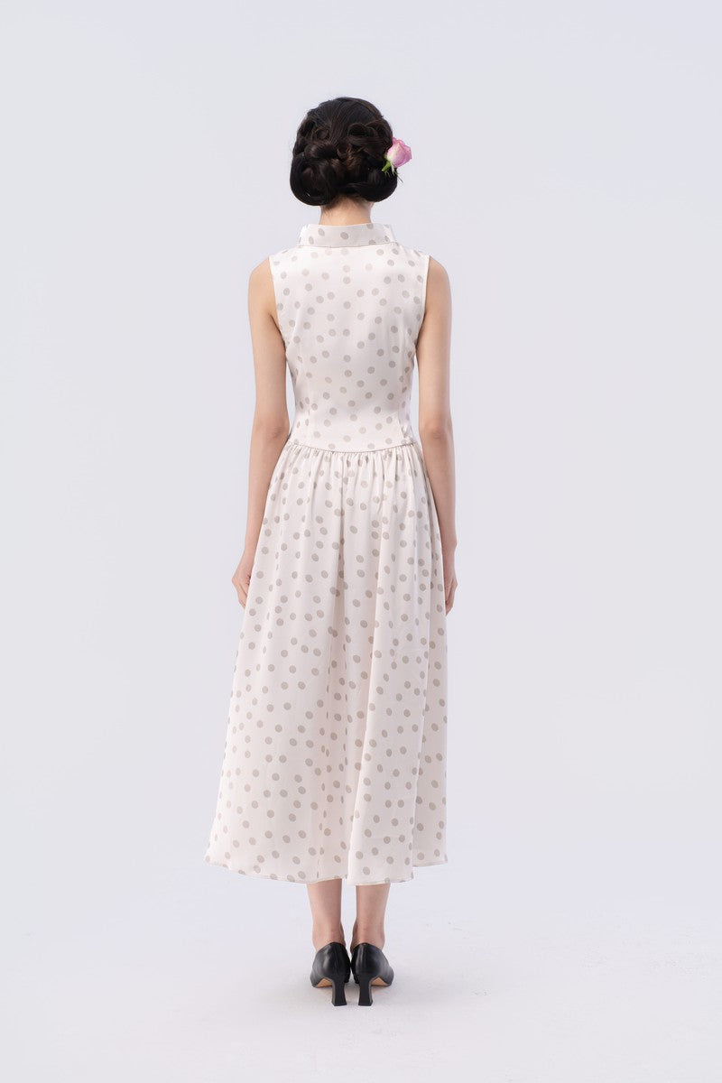 Crown Collar High-Waisted Flared Tea Dress (Long)