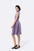 Crown Collar Fitted Waist Flared Knee-Length Skirt