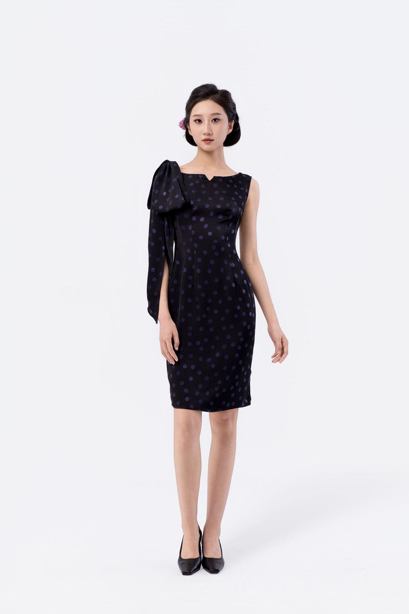 Boat Neck Tulip Midi Dress with Sash