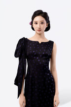 Boat Neck Tulip Midi Dress with Sash