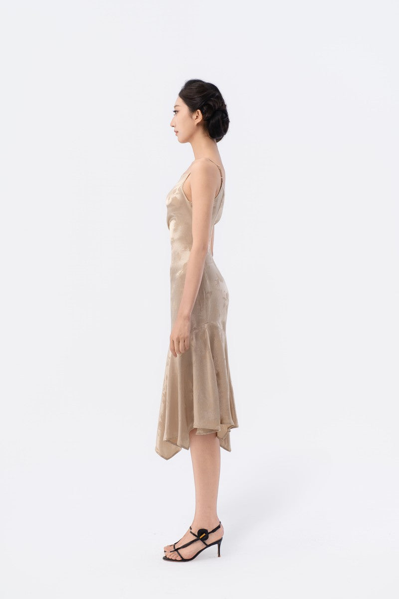 Asymmetric Gathered Handkerchief Midi Skirt