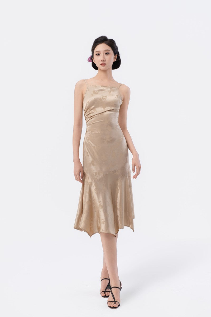 Asymmetric Gathered Handkerchief Midi Skirt