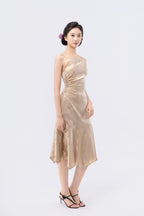Asymmetric Gathered Handkerchief Midi Skirt