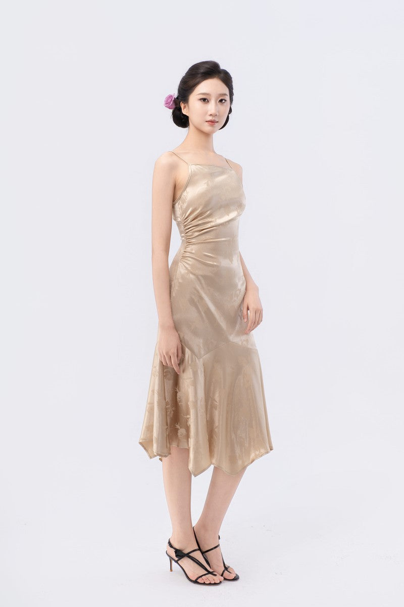 Asymmetric Gathered Handkerchief Midi Skirt