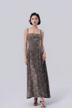 Self-Adjustable Double-Side Gathered Tea-Length Dress