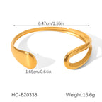 Asymmetrical Water Drop Cuff Bracelet – 18K Gold Plated Open Stainless Steel Bangle