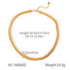 Gold Flat Snake Chain Necklace – 18K Gold Plated Stainless Steel Choker