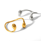 WaterDrop designer Open Cuff Bracelet – 18K Gold & Silver Statement Bangle