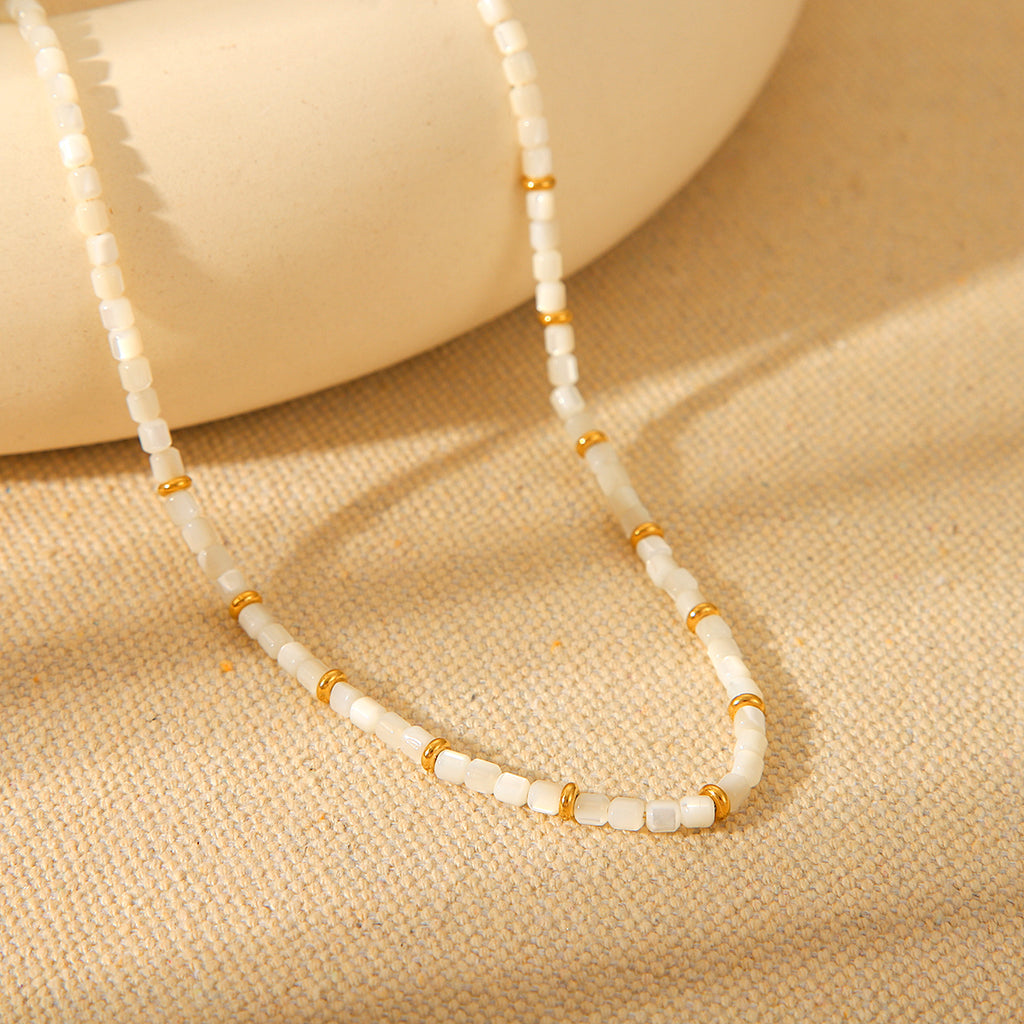 White Shell Bead Necklace – Beach Day Essential