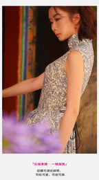Tie Knife Pleat Ultra-Short Qipao