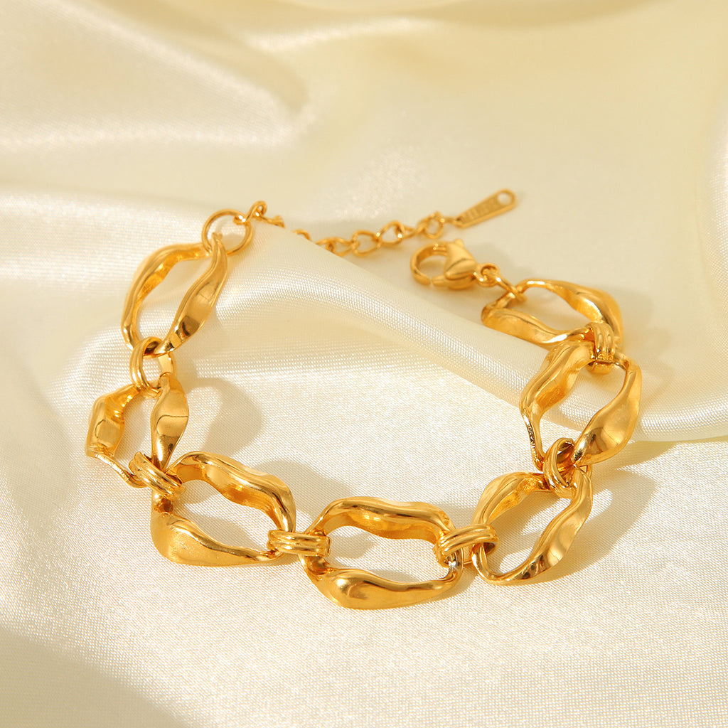 Bold Irregular Link 18K Gold Chain Bracelet
