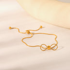 Gold Bow Adjustable Bracelet –  Snake Chain for Women