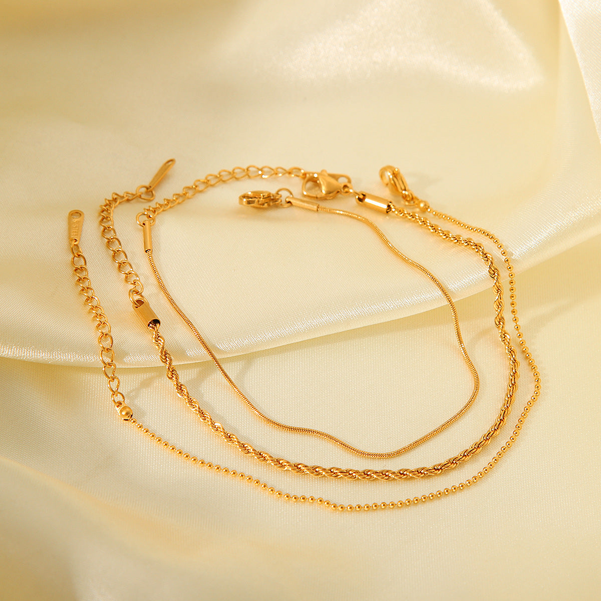 3-Piece Gold Chain Bracelet Set