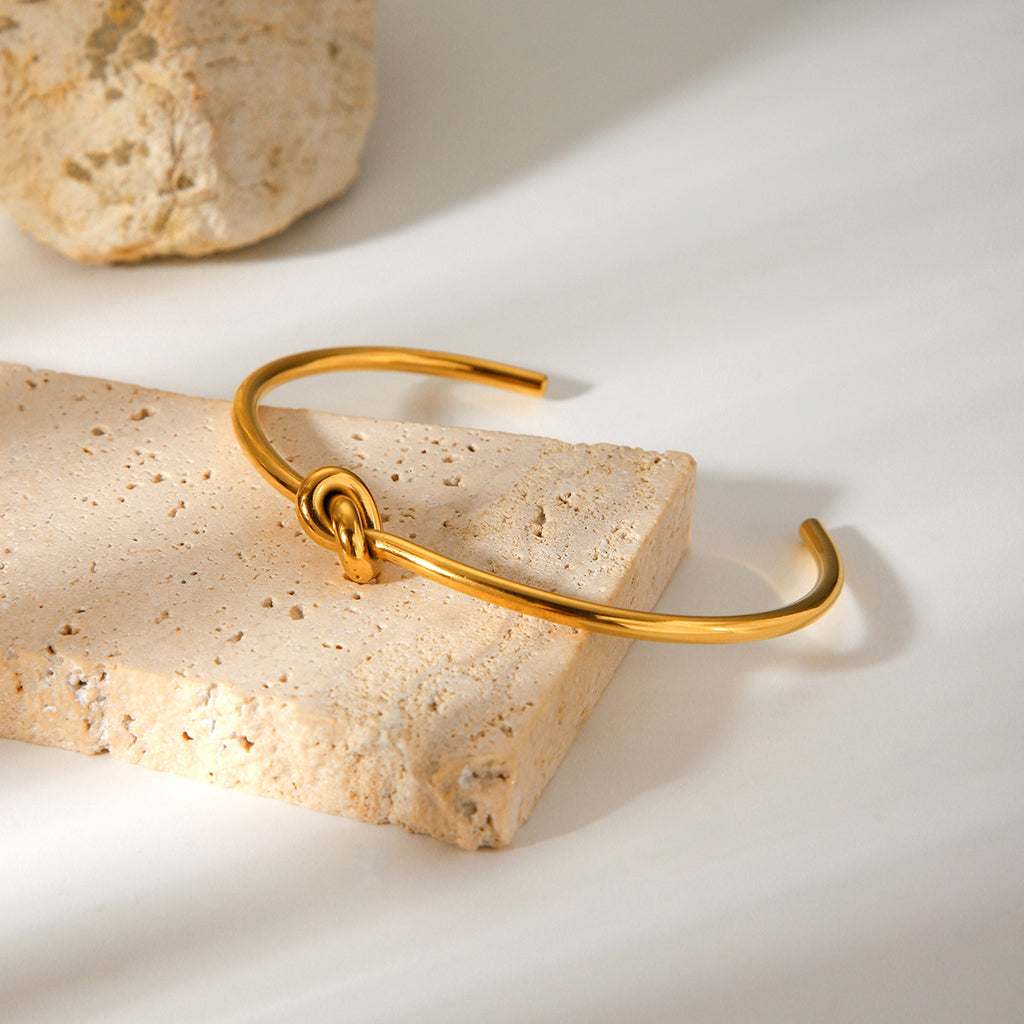 Knot Open Gold Bangle