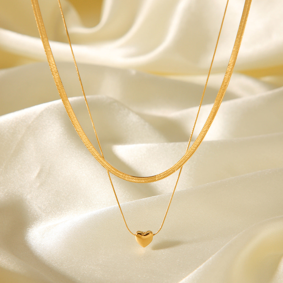 Layered Snake Chain Necklace – 18K Gold Minimalist Jewelry