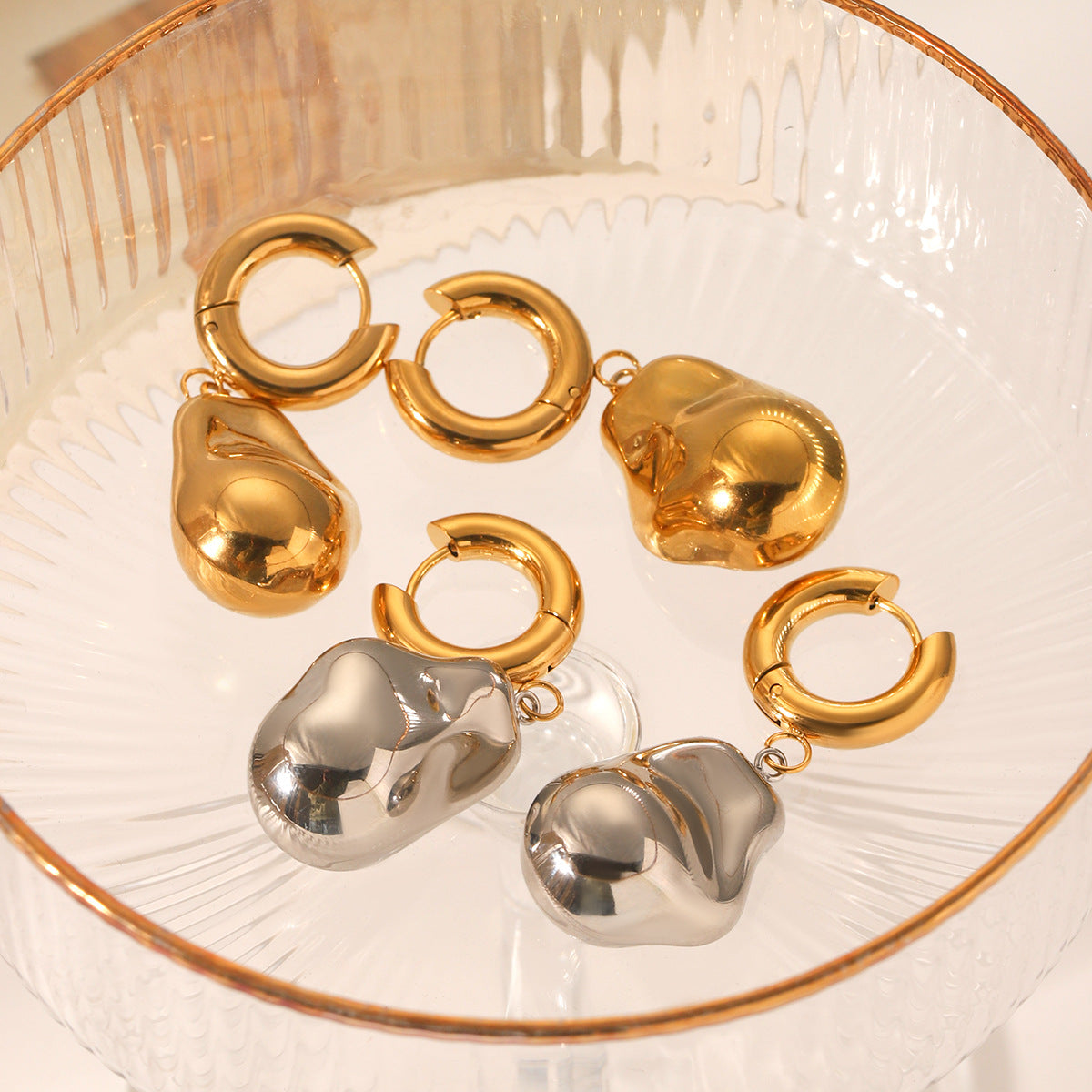 Molten Baroque Drop Earrings - 18K Gold & Silver-Plated