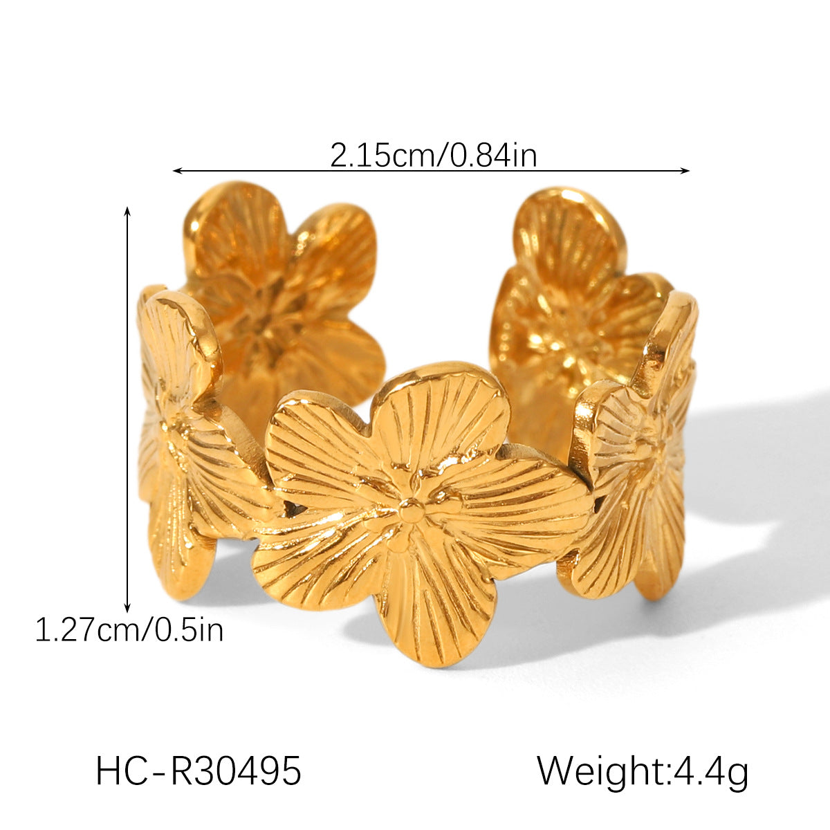 Gold Petal Stud Floral Jewelry Set - Earrings/Bracelet