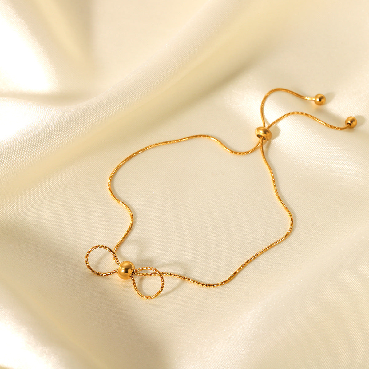 Gold Bow Adjustable Bracelet –  Snake Chain for Women