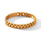 Chunky 18K Gold Chain Bracelet - Watchband Design