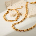 18K Gold Oval Link Chain Bracelet