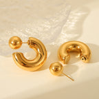Chunky Ball Open Hoop Earrings