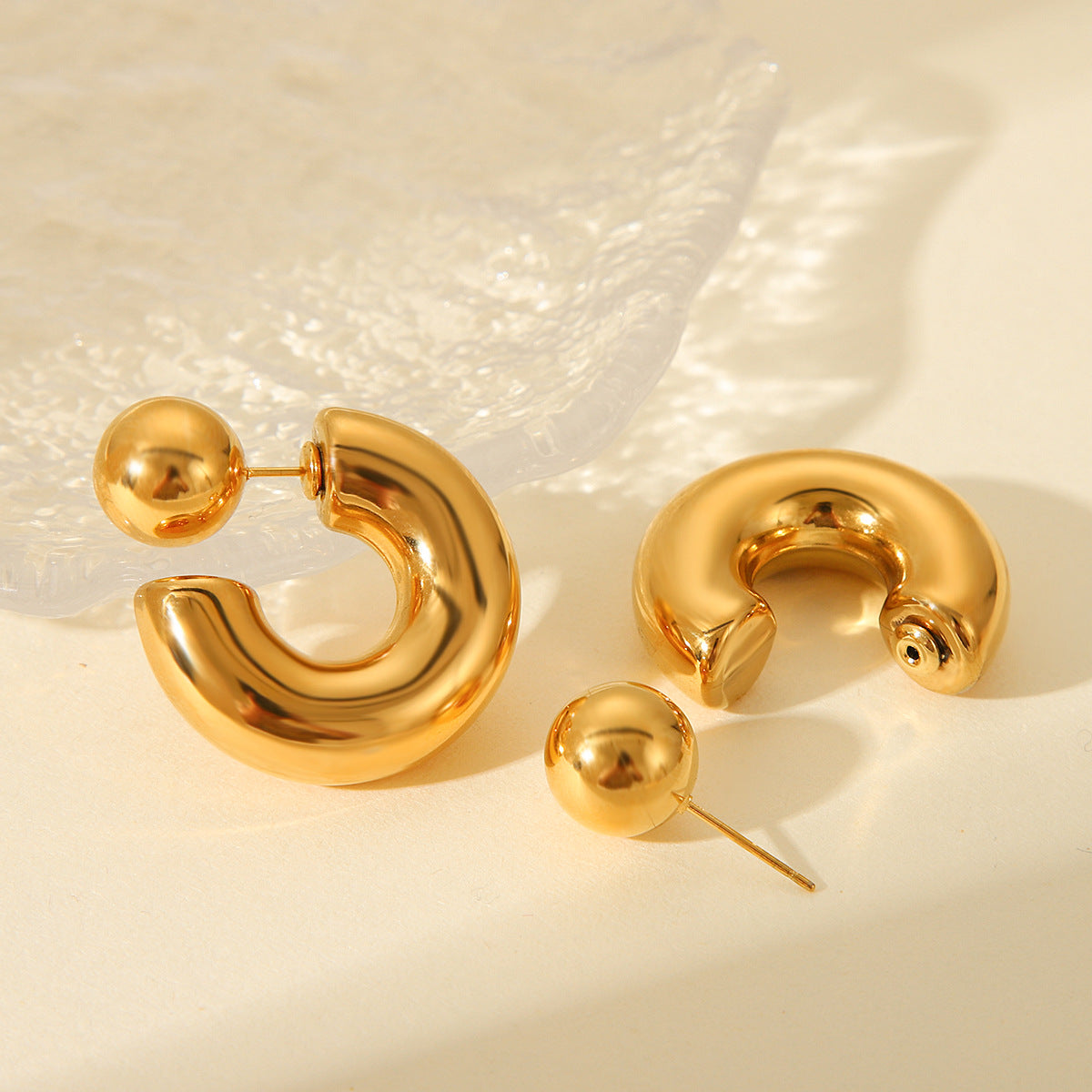 Chunky Ball Open Hoop Earrings