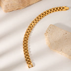 Chunky 18K Gold Chain Bracelet - Watchband Design
