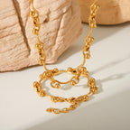 Wavy Orb Link Gold Bracelet