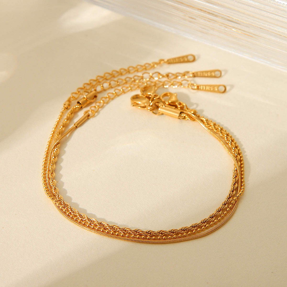3-Piece Gold Chain Bracelet Set