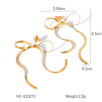 Gold Snake Chain Bow Earrings