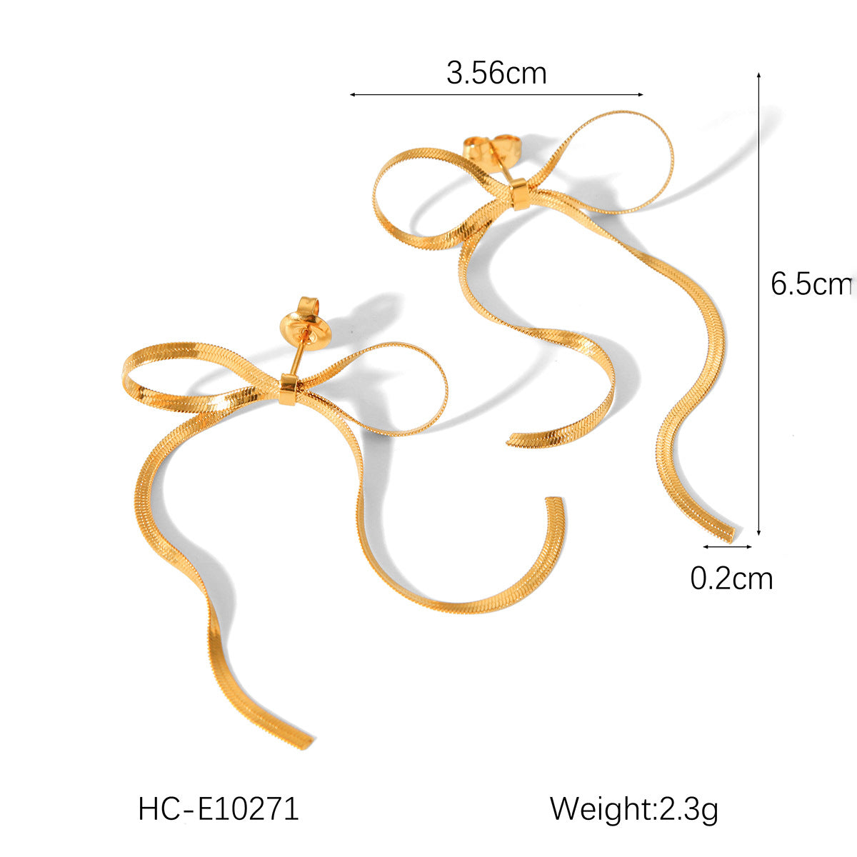 Gold Snake Chain Bow Earrings
